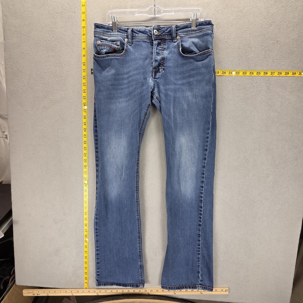 Diesel Jeans Mens 32x34 Blue Zatiny Regular Bootcut Stretch Button Fly 084BU